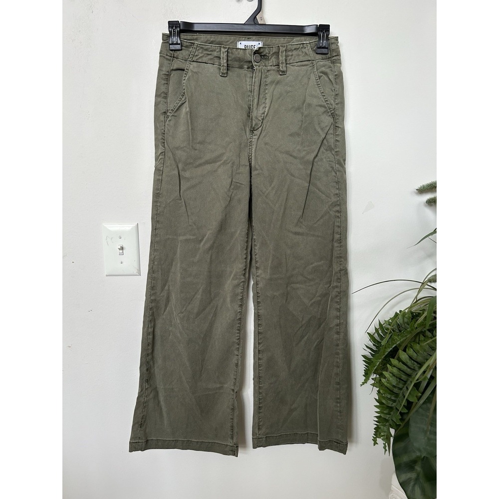 PAIGE Carly 27 Wide Leg Weekender Pant Vintage Ivy Green High Rise Utility Cargo - Picture 2 of 9